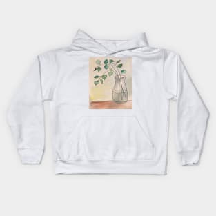 Watercolor Plant in a Vase Kids Hoodie